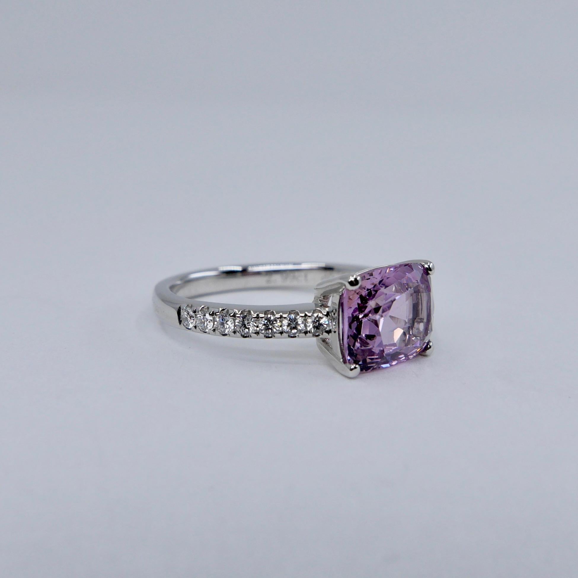 Natural 2.99 Carat Purple Spinel and Diamond Ring Set in 18 Karat White Gold 6