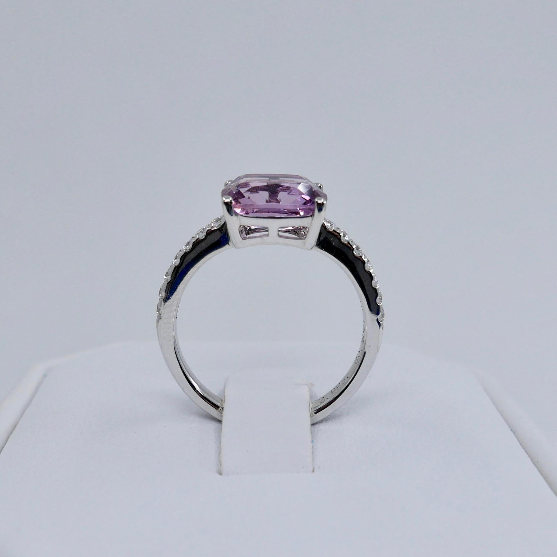 Natural 2.99 Carat Purple Spinel and Diamond Ring Set in 18 Karat White Gold 7