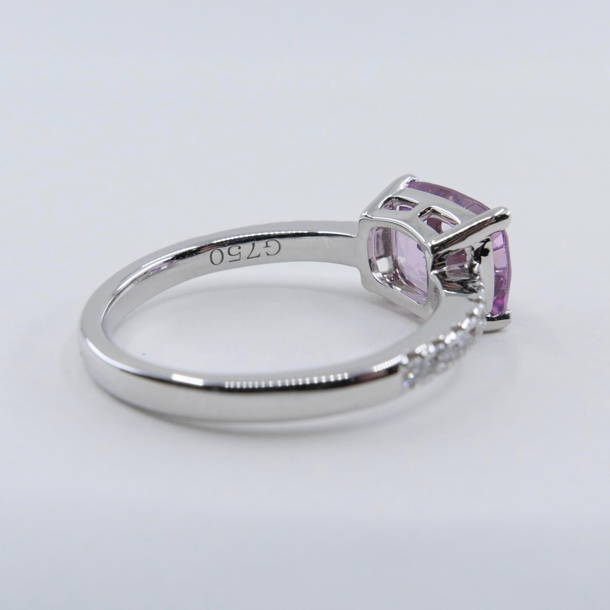 Natural 2.99 Carat Purple Spinel and Diamond Ring Set in 18 Karat White Gold 2