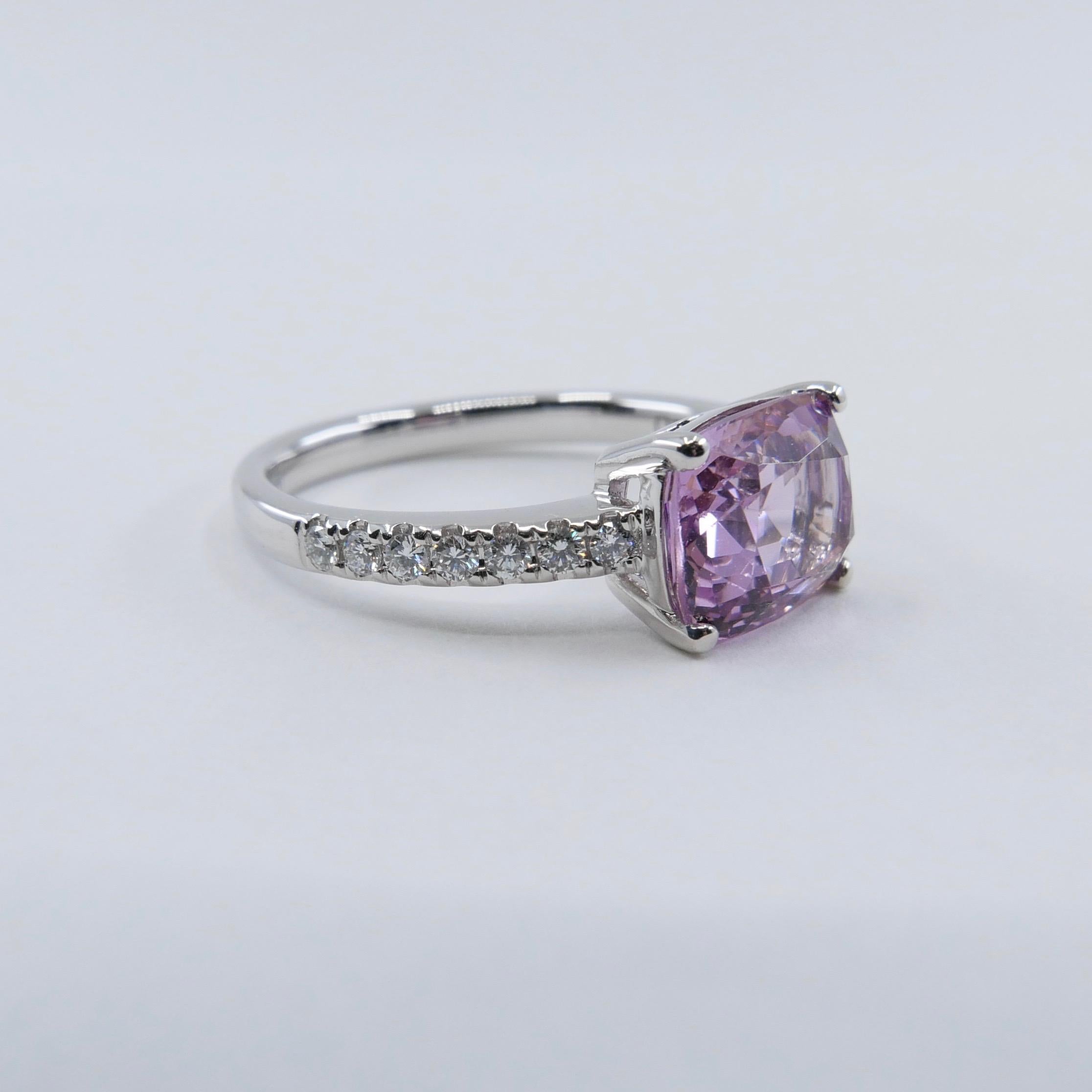 Natural 2.99 Carat Purple Spinel and Diamond Ring Set in 18 Karat White Gold 3