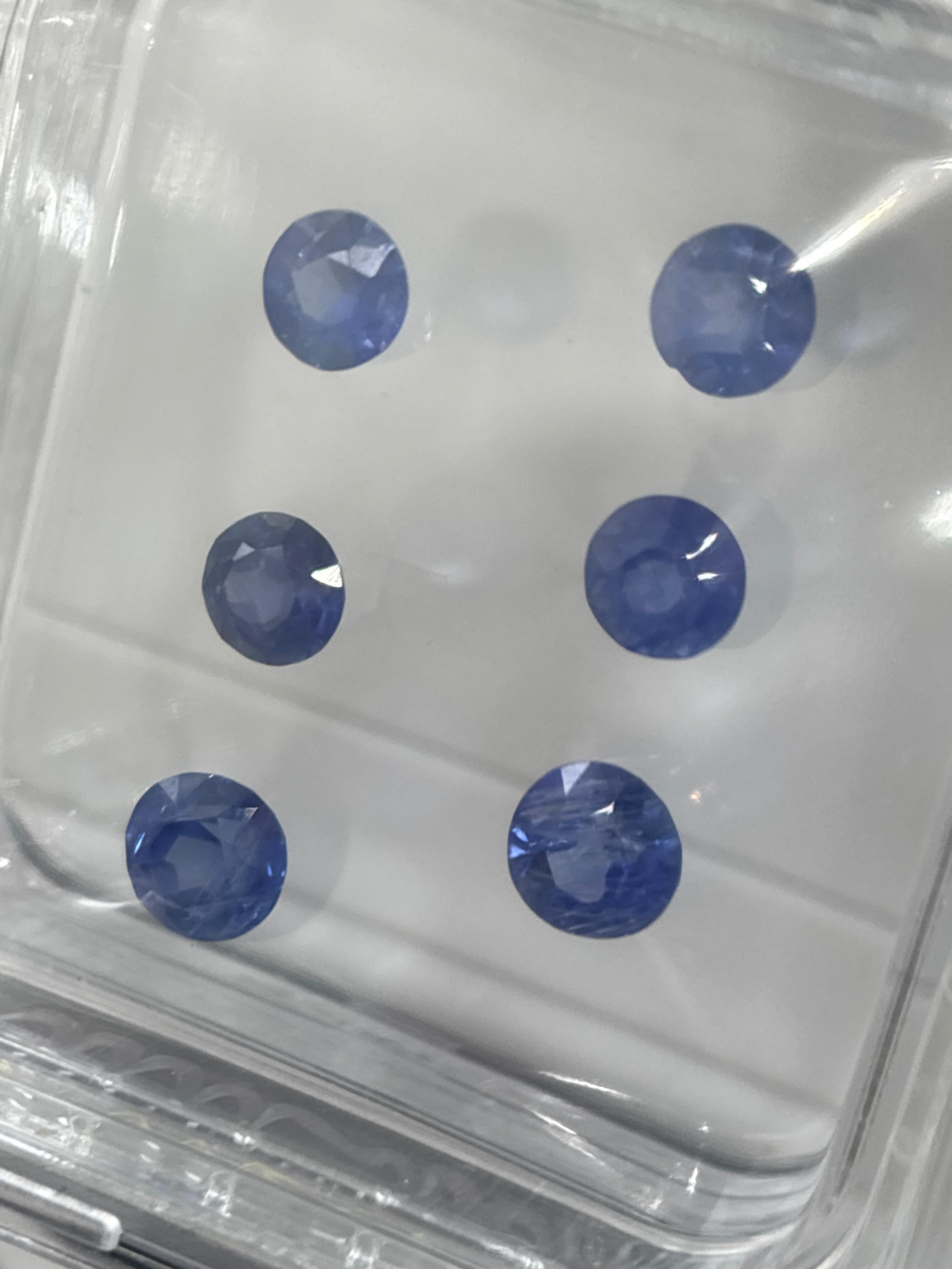 Saphir bleu naturel de Birmanie de 3 carats, non chauffé, taille ronde Unisexe en vente