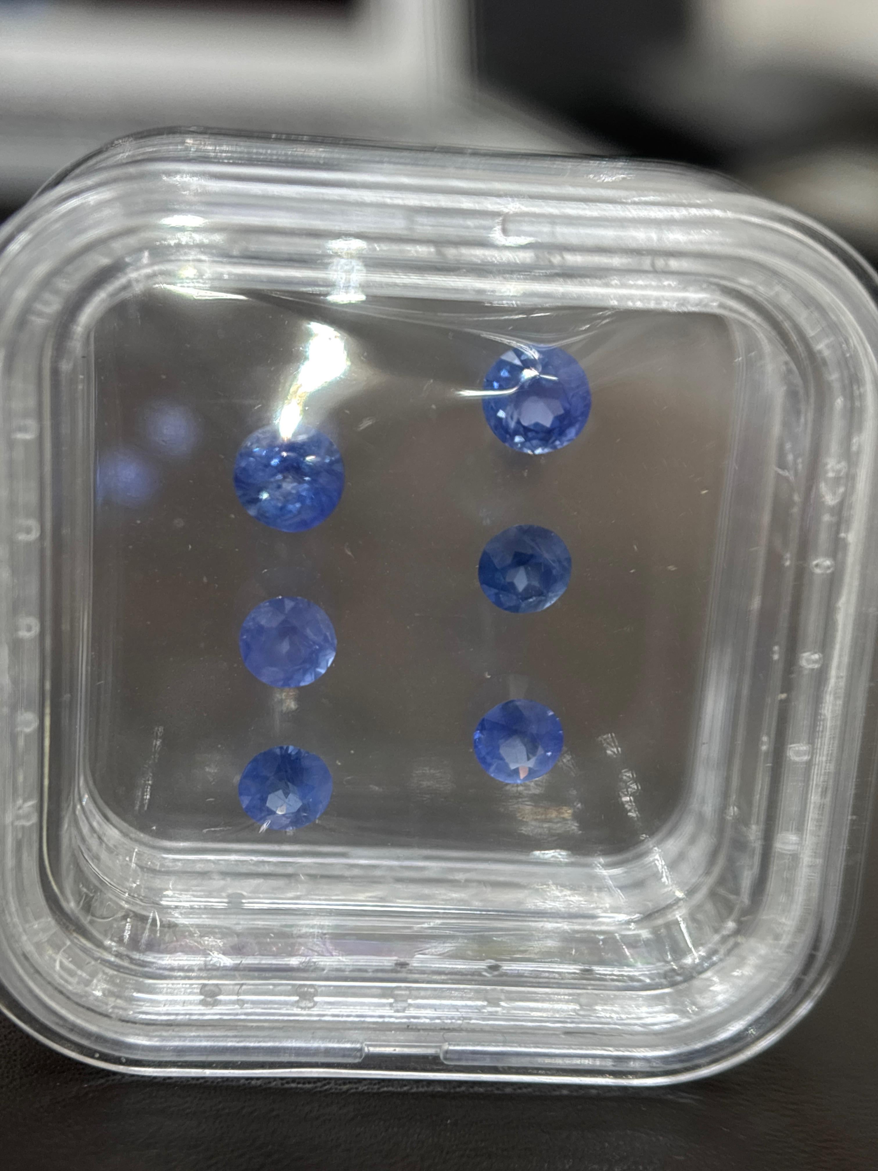 Saphir bleu naturel de Birmanie de 3 carats, non chauffé, taille ronde en vente 1