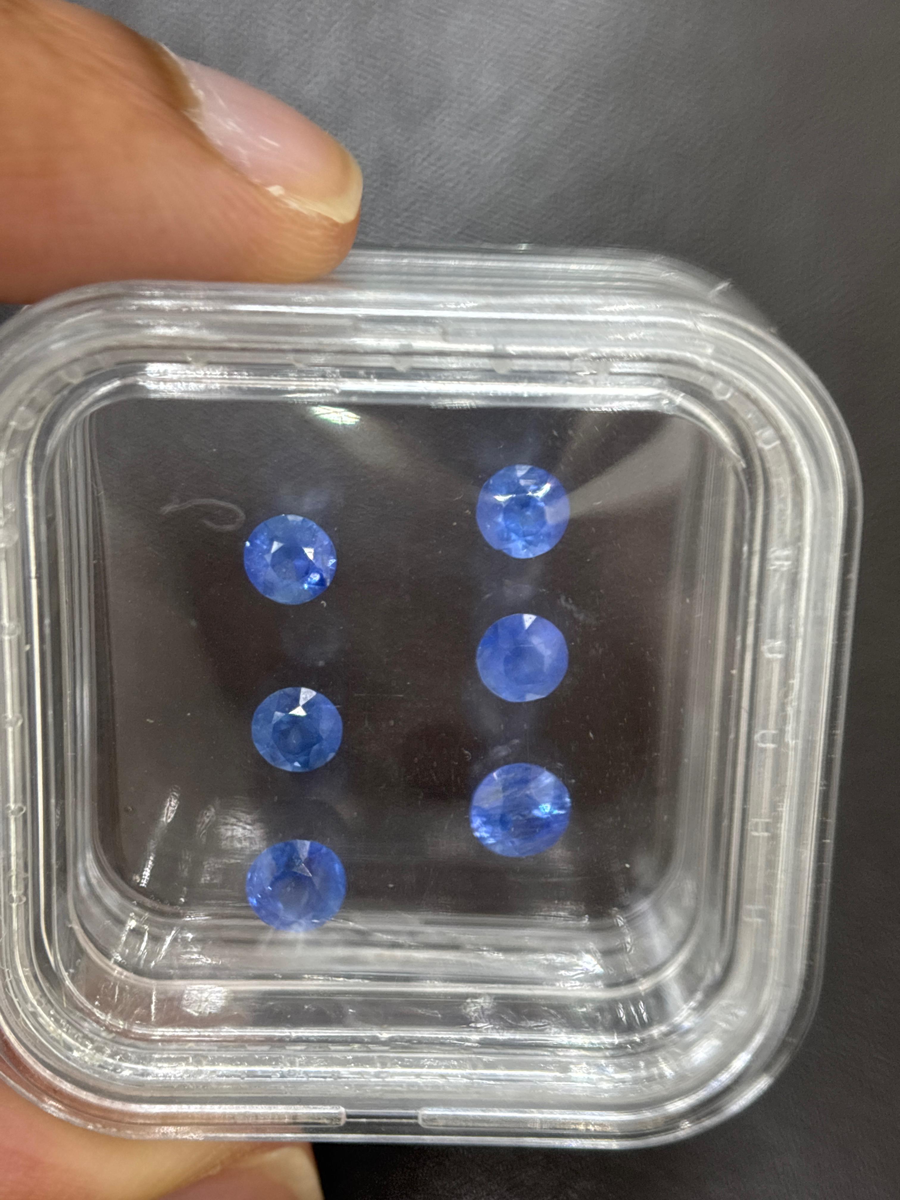 Saphir bleu naturel de Birmanie de 3 carats, non chauffé, taille ronde en vente 3