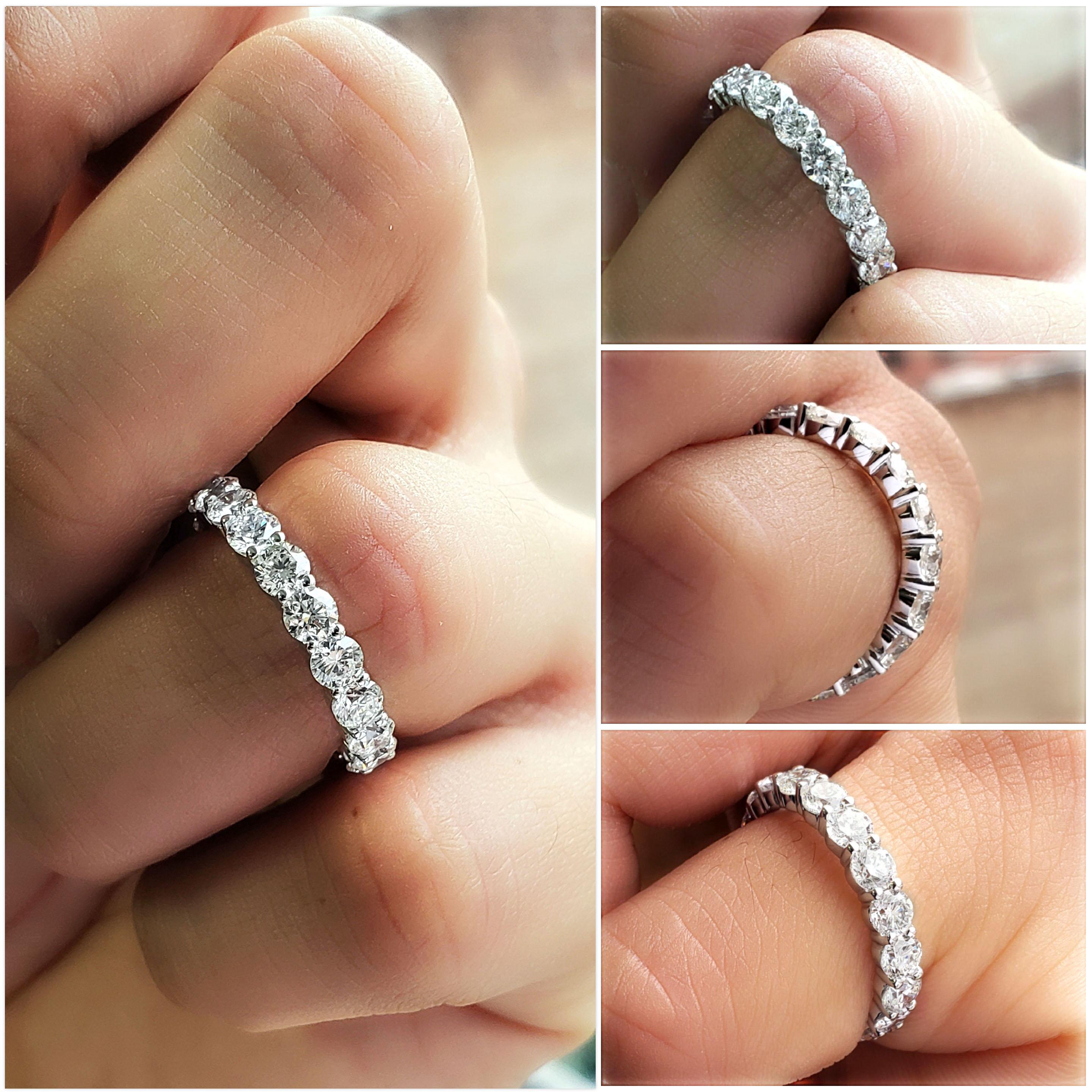 For Sale:  Natural 3 Carat Diamond Eternity Ring F-G Color VS Clarity 14k Gold 4
