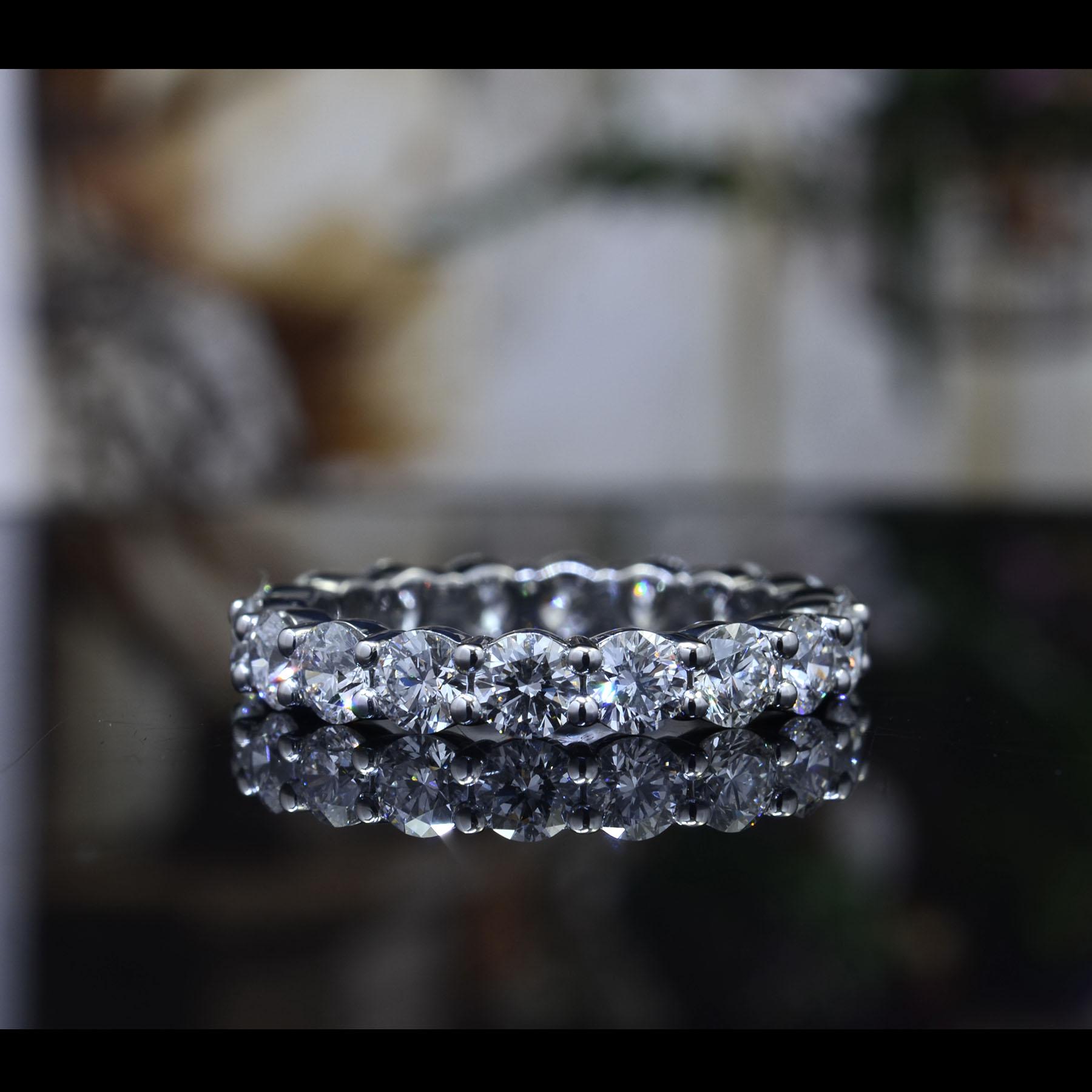 For Sale:  Natural 3 Carat Diamond Eternity Ring F-G Color VS Clarity in Platinum 5