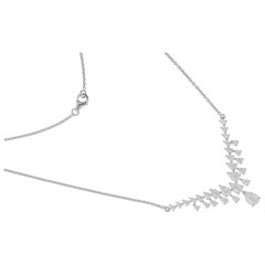Natural 3 Carat Diamond V Shape Pendant Chain Necklace 14 Karat White Gold