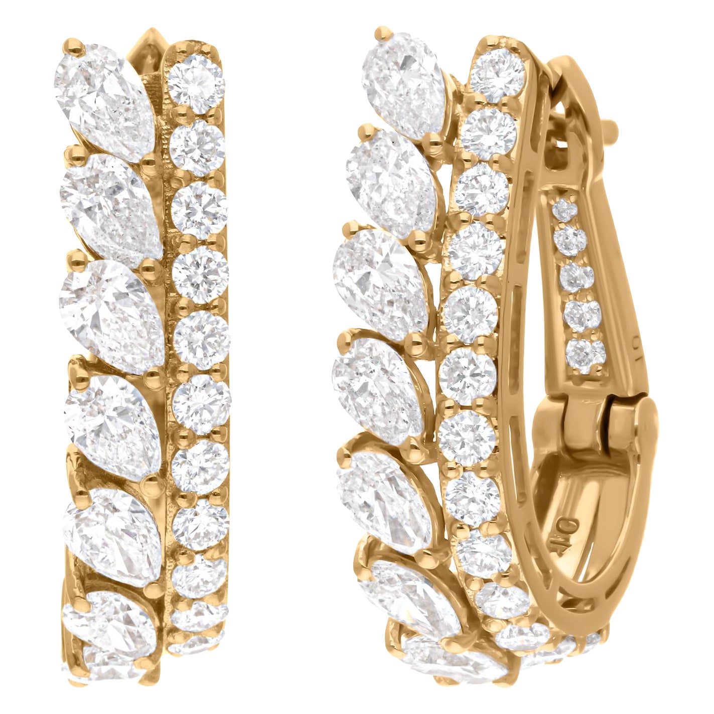 Natürliche 3 Karat SI Reinheit HI Farbe Diamant Ohrringe 14 Karat Gelbgold
