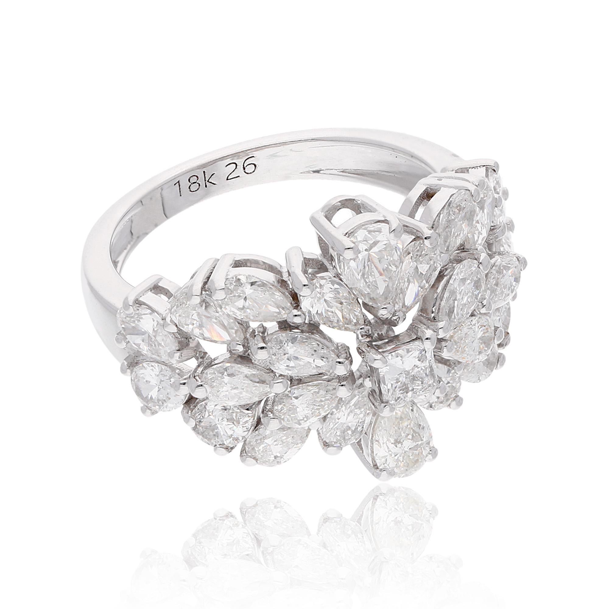 Anillo cúpula de diamantes pera SI/H natural de 3 quilates Oro blanco de 18 quilates Joyería fina Moderno en venta