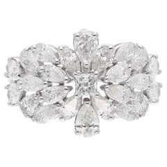 Natürlicher 3 Karat SI/H Birne Diamant Dome Ring 18 Karat Weißgold Feine Juwelen
