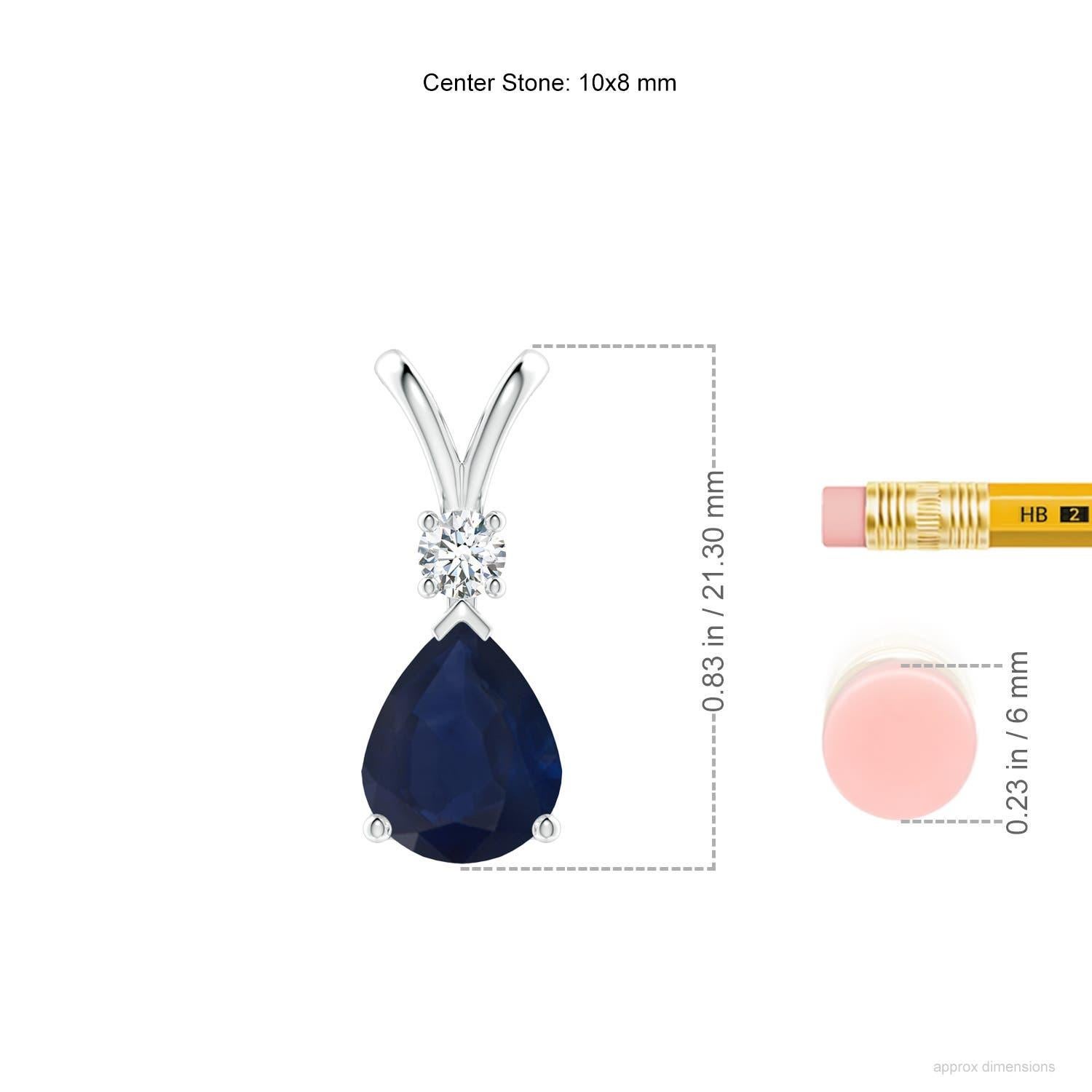 Modern Natural 3 ct Blue Sapphire Teardrop Pendant with Diamond in 14K White Gold For Sale