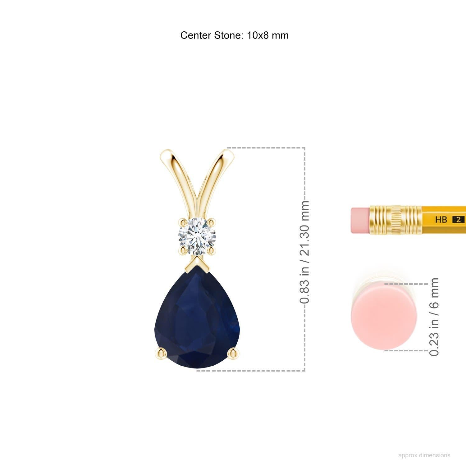 Moderne Pendentif goutte saphir bleu naturel 3 ct avec diamant en or jaune 18K en vente