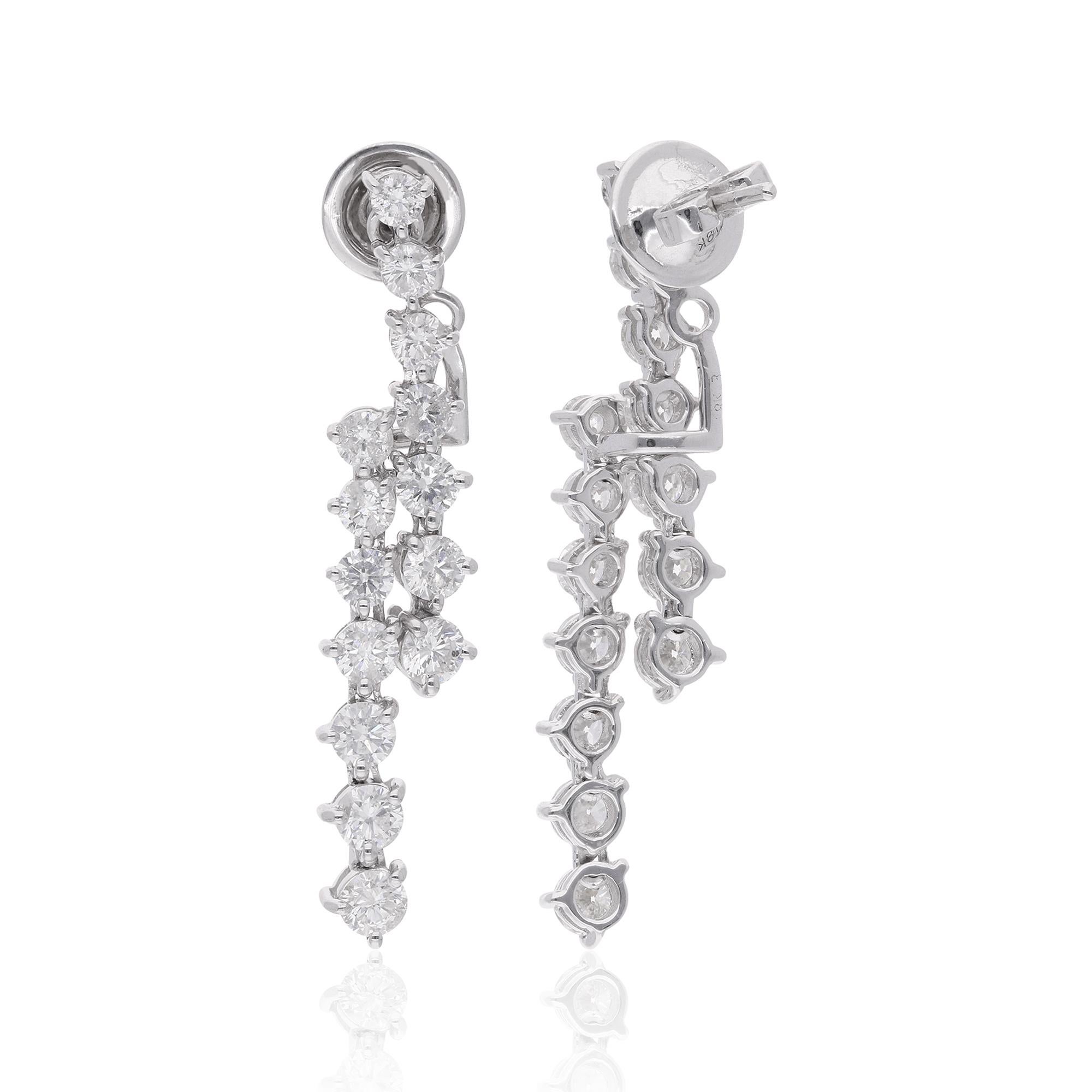 Add a touch of elegance and brilliance to your ensemble with these stunning Diamond Ear Jacket Earrings. Handcrafted with care and designed to impress, each earring features beautiful round-cut diamonds set in a 3 prong setting. These earrings are