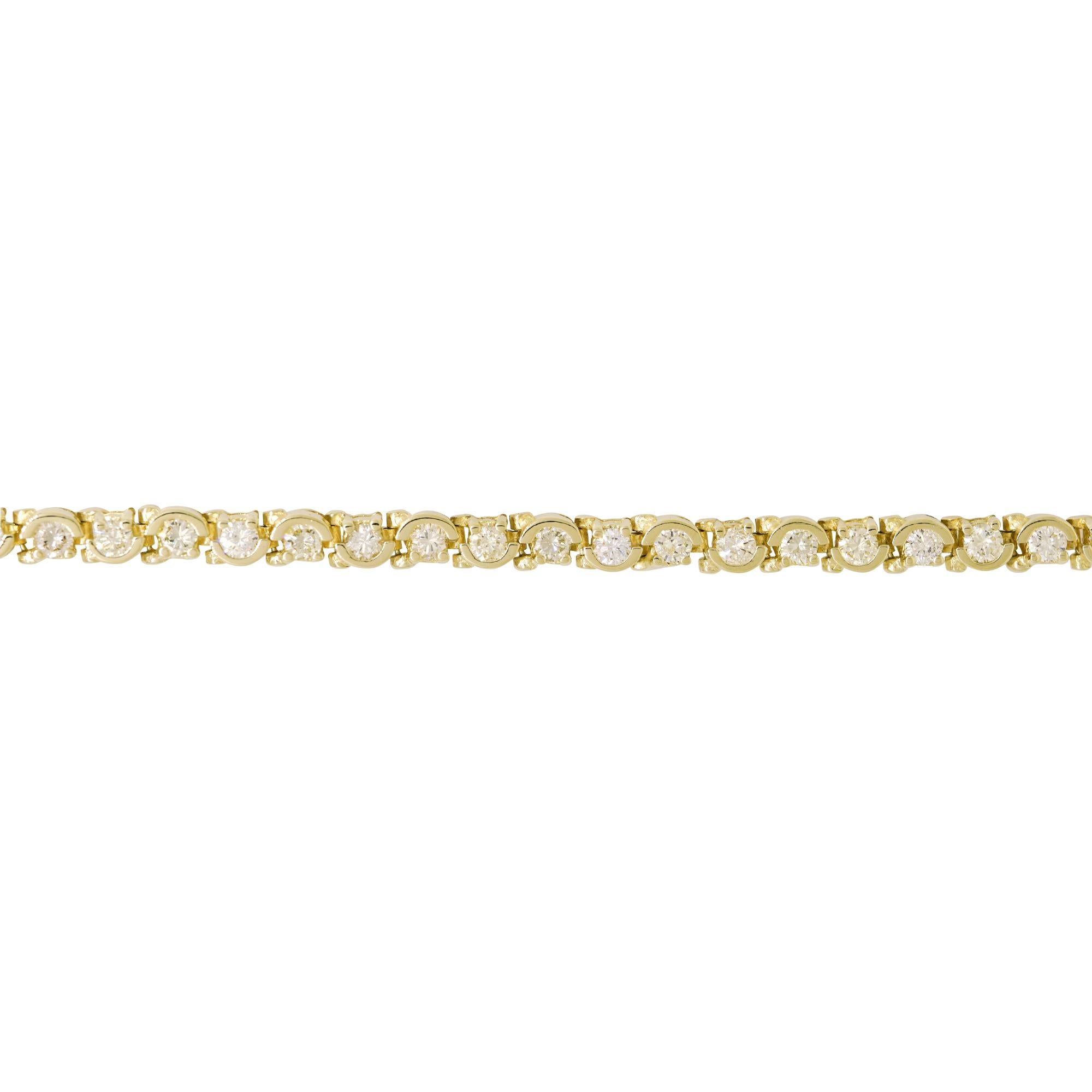 Modern Natural 3.0 Carat Diamond Half Bezel-Set 14 Karat Tennis Bracelet In Stock For Sale