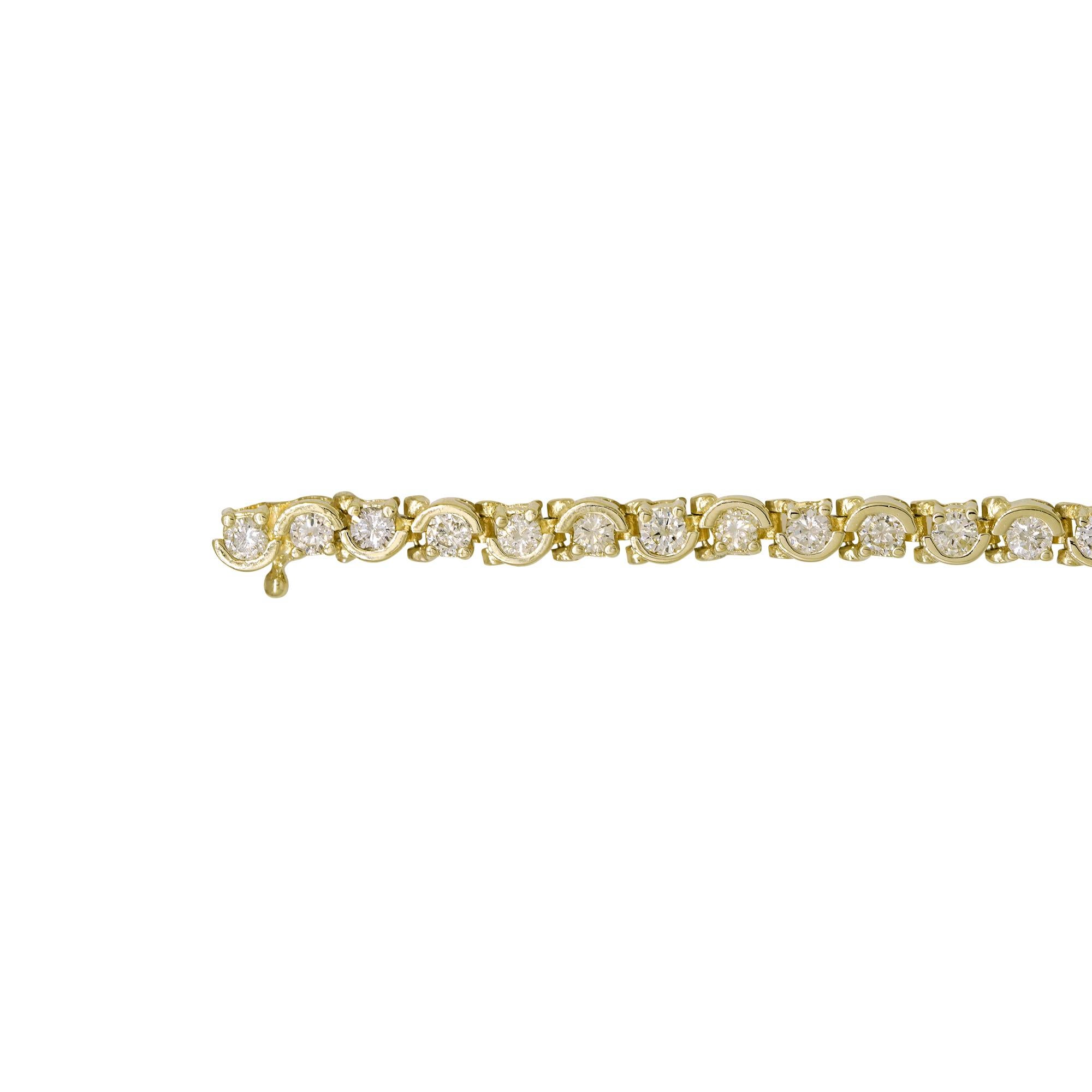 Natural 3.0 Carat Diamond Half Bezel-Set 14 Karat Tennis Bracelet In Stock In Excellent Condition For Sale In Boca Raton, FL