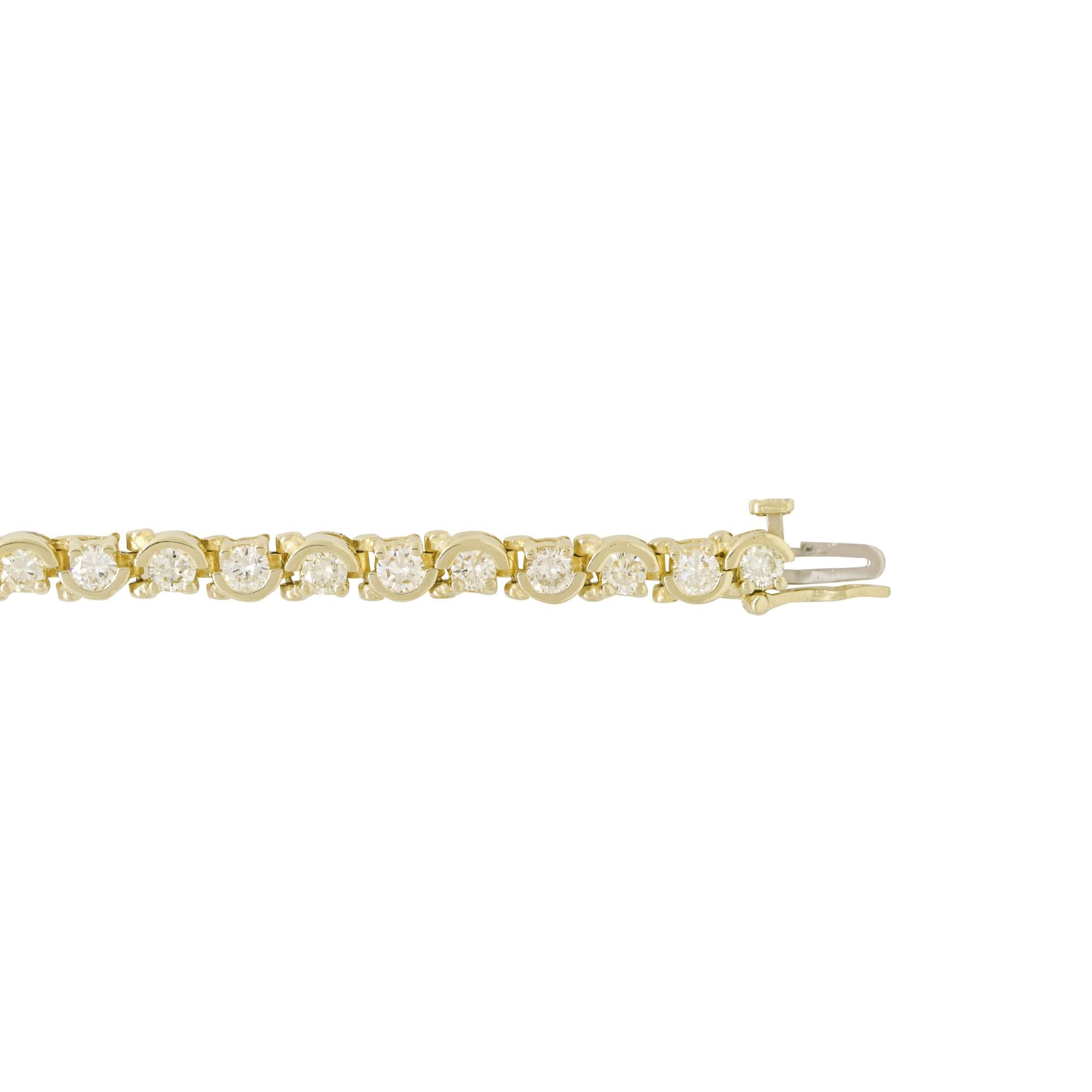 Women's Natural 3.0 Carat Diamond Half Bezel-Set 14 Karat Tennis Bracelet In Stock For Sale