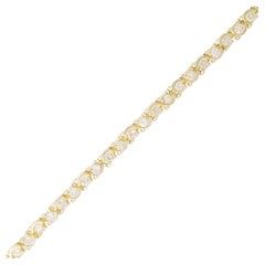 Bracelet tennis en or 14 carats serti d'un demi-cercle de diamants naturels de 3,0 carats