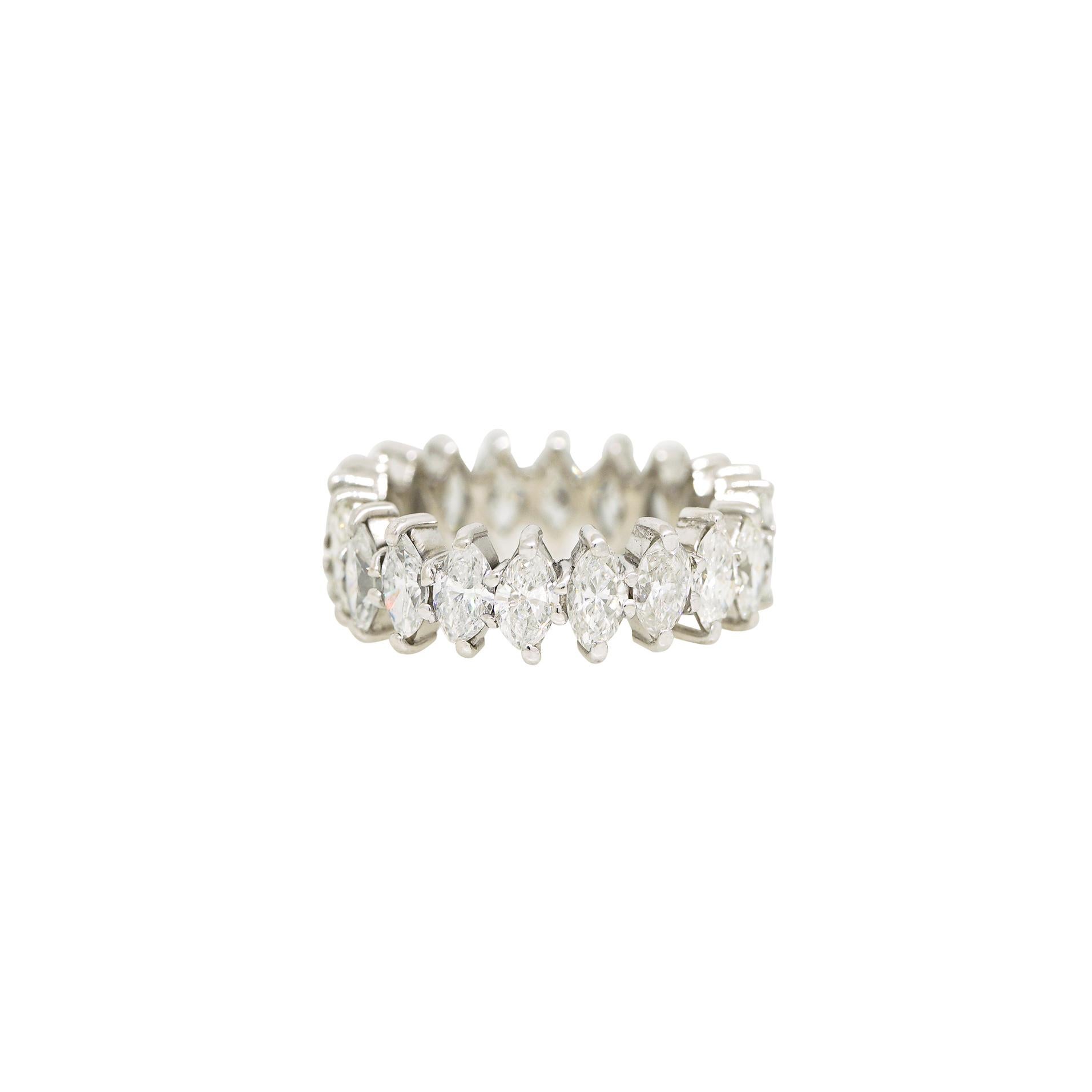 Natural 3.0 Carat Marquise Cut Diamond 14 Karat Eternity Band

This natural Marquise-cut diamond eternity band/ring is a modern piece of jewelry that can be worn as a wedding band, stackable fashion ring, or both! The natural marquise-cut diamonds