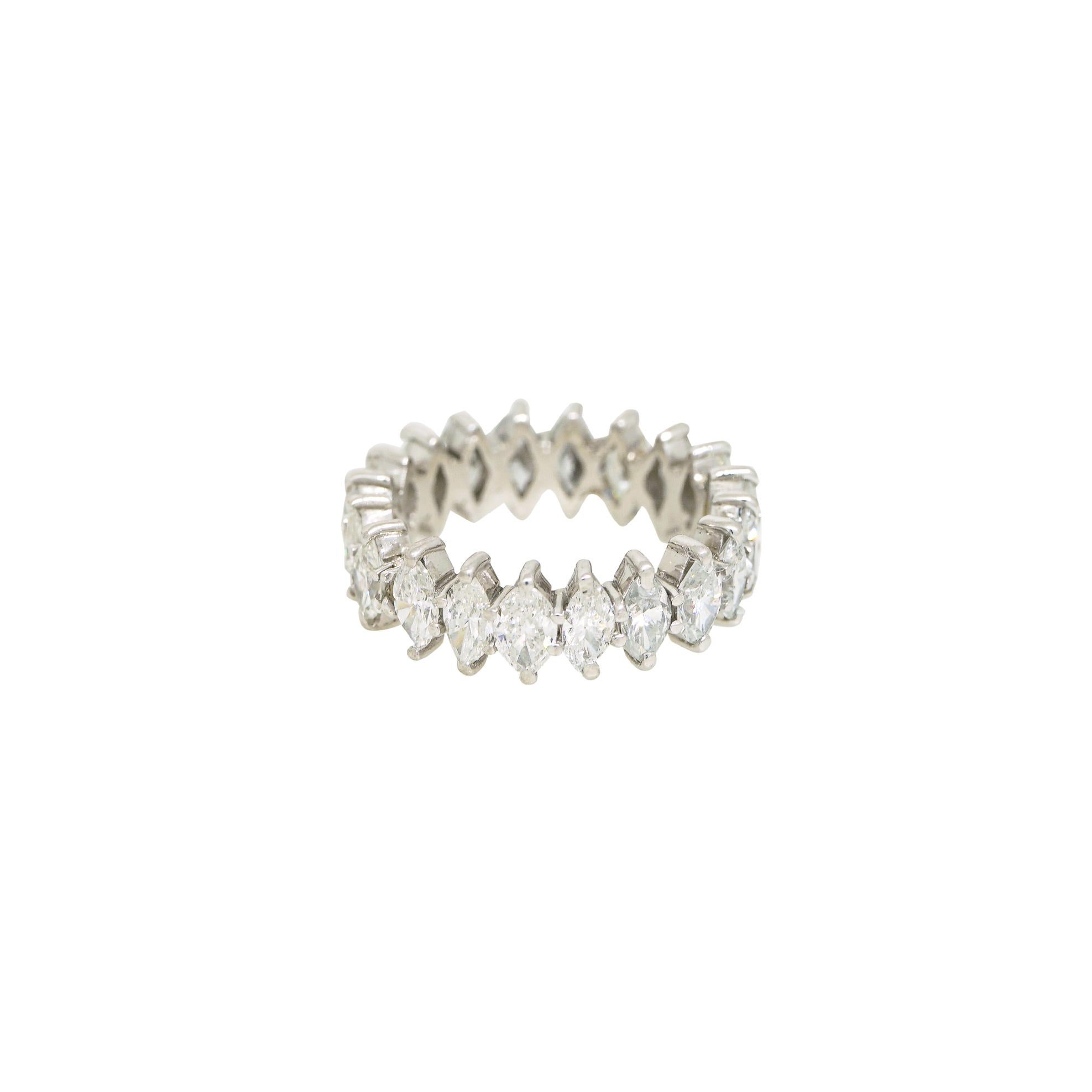 Natural 3.0 Carat Marquise Cut Diamond 14 Karat Eternity Band In Stock In Excellent Condition For Sale In Boca Raton, FL