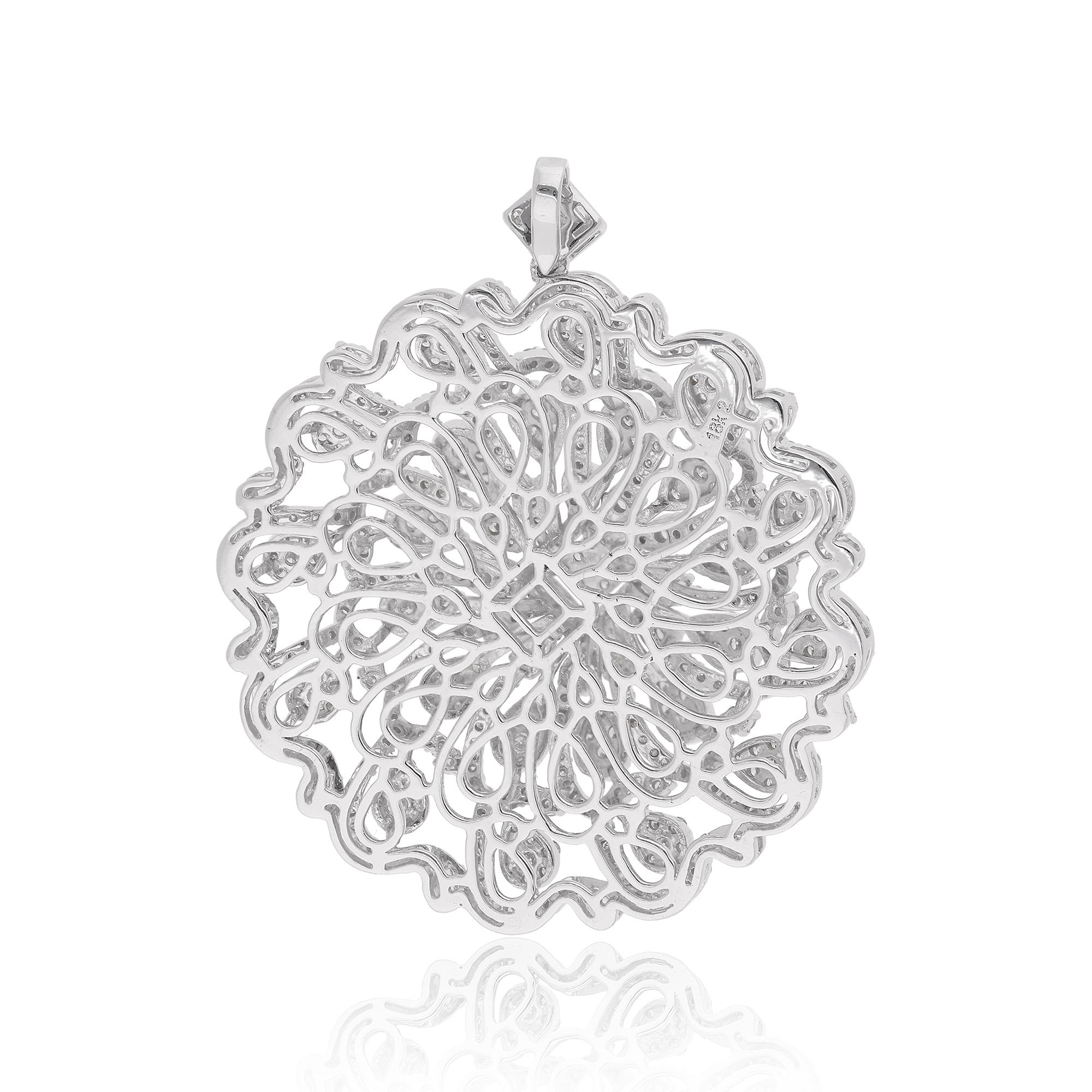 Adorn yourself with the enchanting beauty of this Natural 3.00 Carat Diamond Pave Floral Pendant, meticulously crafted in exquisite 14 Karat White Gold. This stunning piece of fine jewelry is a radiant celebration of nature's elegance and grace,