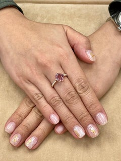 Natural Peach Pink Spinel 8.3mm x 8mm & Diamond Cocktail Ring, 18K Rose Gold