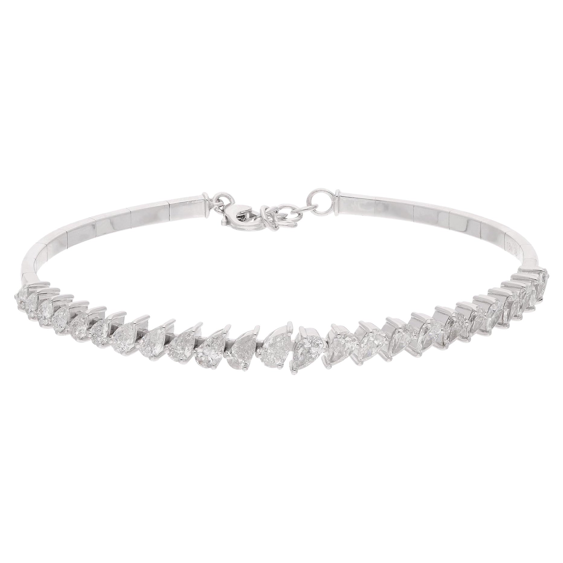 Bracciale con diamanti naturali a forma di pera da 3,00 carati in oro bianco 18 carati Gioielli di pregio in vendita
