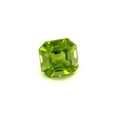 Natural 3.00ct Vivid Green Peridot Square Octagon Asscher Cut Gem