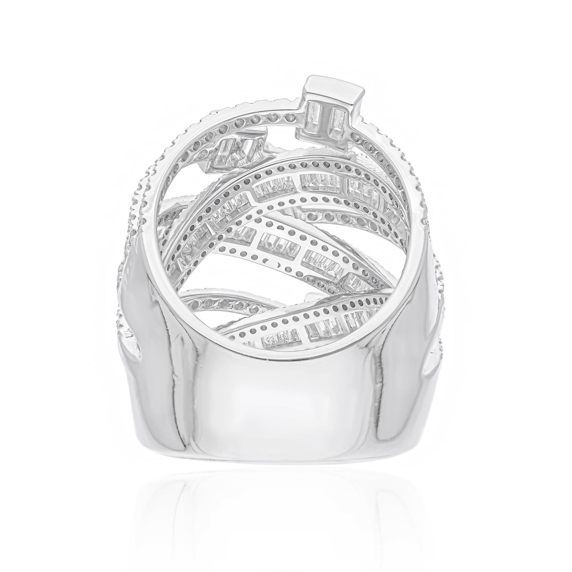 Natural 3.01 Carat SI/HI Baguette Brilliant Cut Diamond Ring 14 Karat White Gold For Sale 2