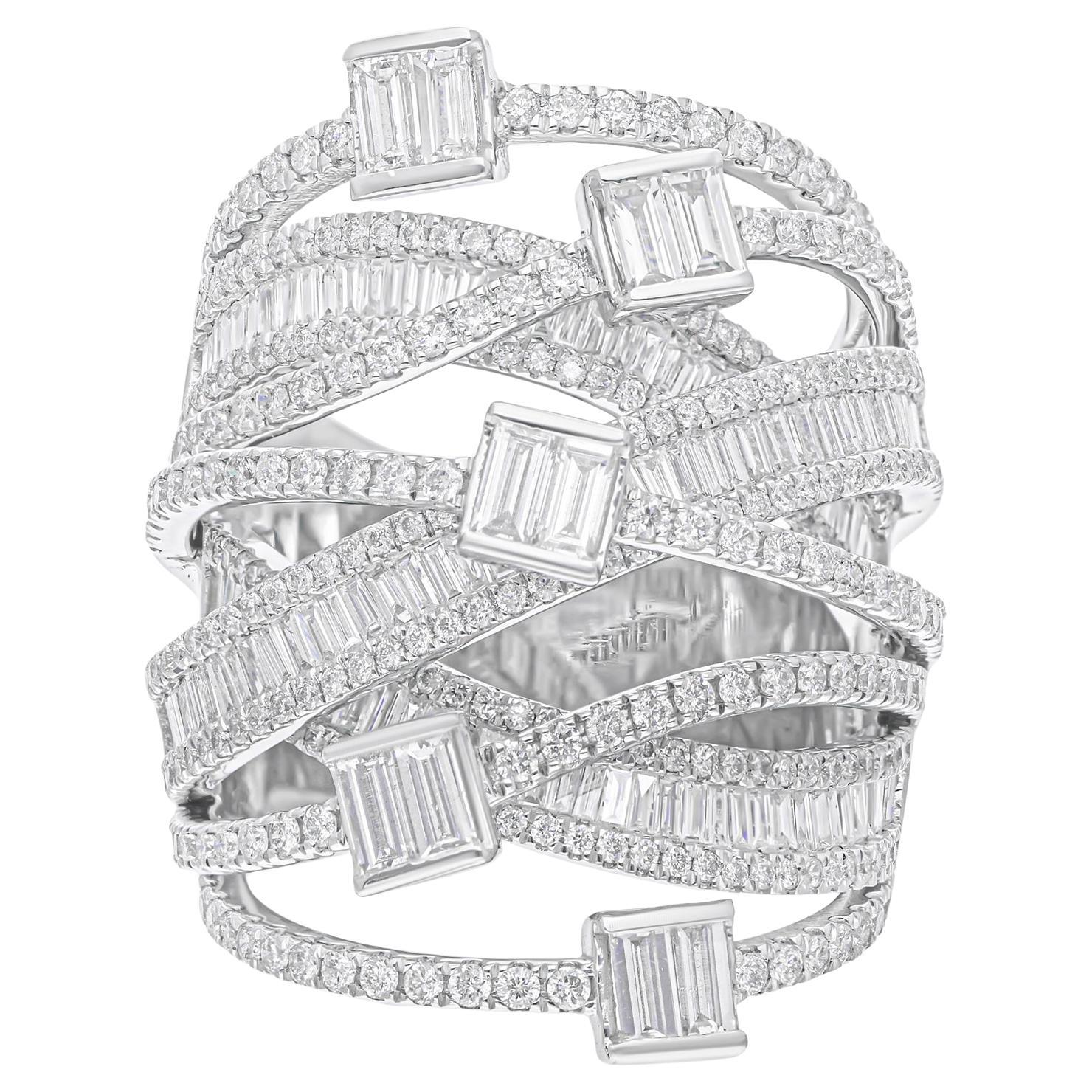 Anillo de diamantes naturales talla brillante SI/HI de 3,01 quilates 14 quilates de oro blanco en venta