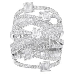 Natural 3.01 Carat SI/HI Baguette Brilliant Cut Diamond Ring 14 Karat White Gold