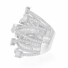 Anillo de diamantes baguette naturales de 3,01 quilates SI/HI Joyas de oro blanco de 18 quilates