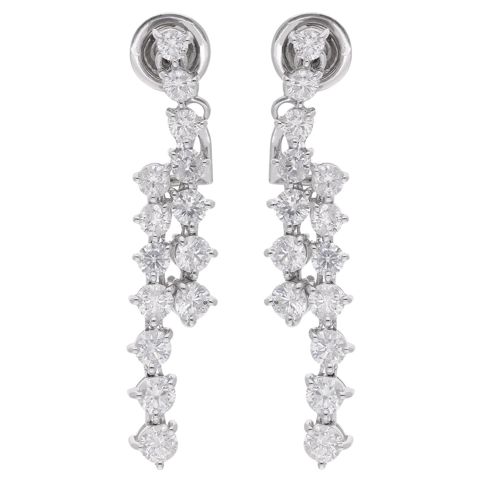 Natural 3.01 Ct SI/H Diamond Jacket Earrings 14 Karat White Gold Fine Jewelry en venta