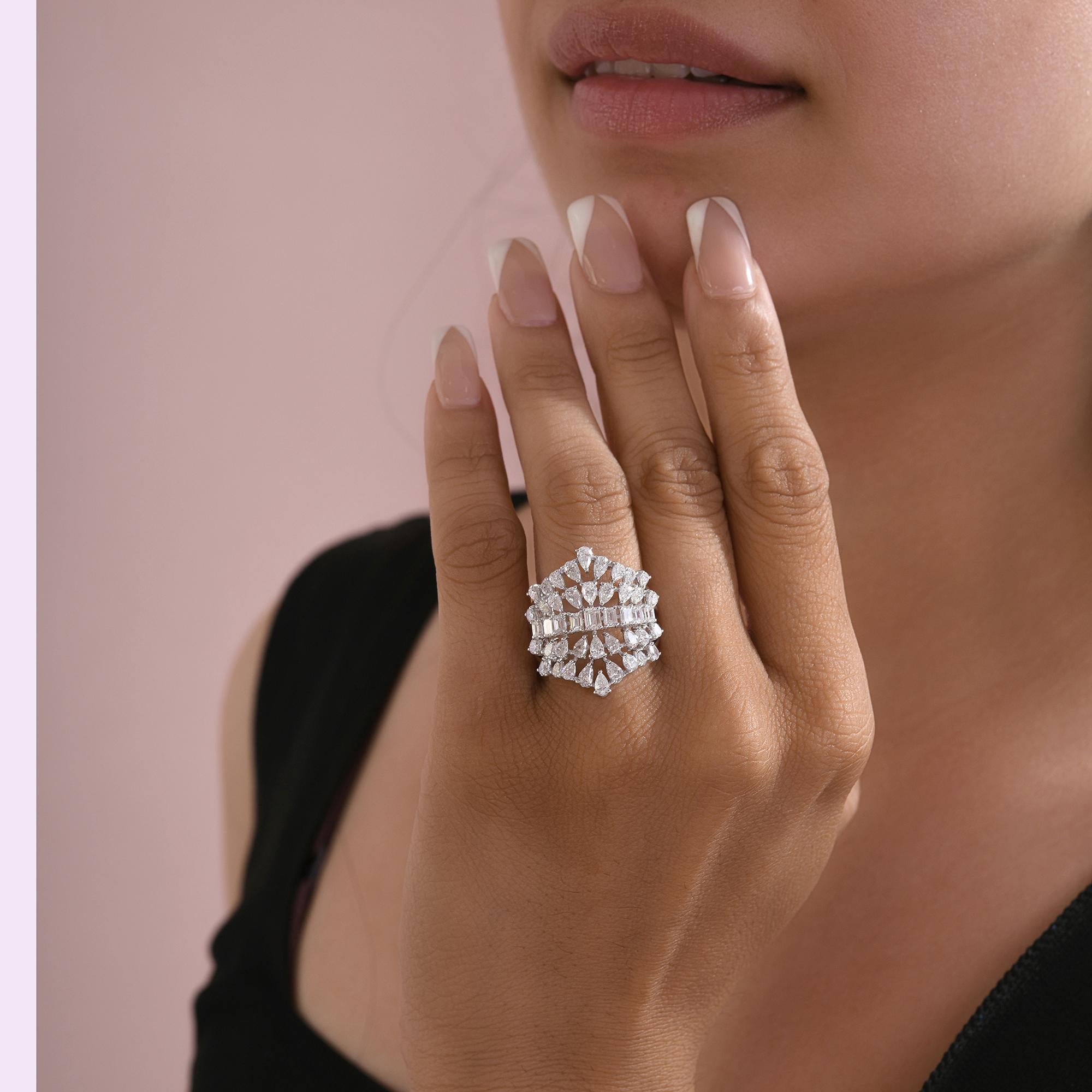 Natürlicher 3,02 Karat SI Reinheit HI Farbe Diamantring 18 Karat Weißgold Schmuck (Art déco) im Angebot