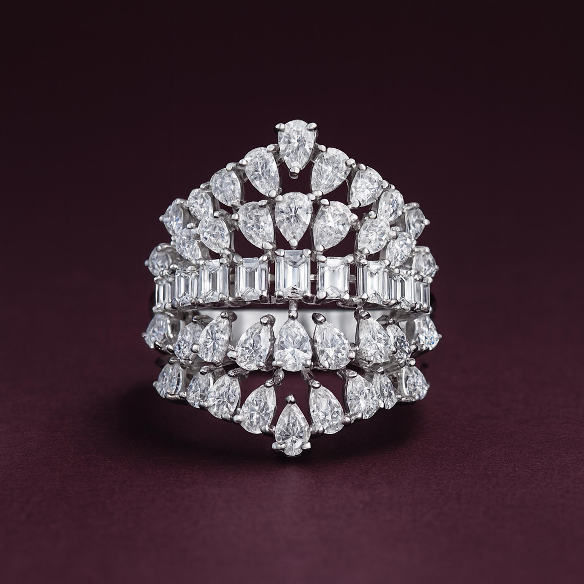 Natürlicher 3,02 Karat SI Reinheit HI Farbe Diamantring 18 Karat Weißgold Schmuck im Angebot 1