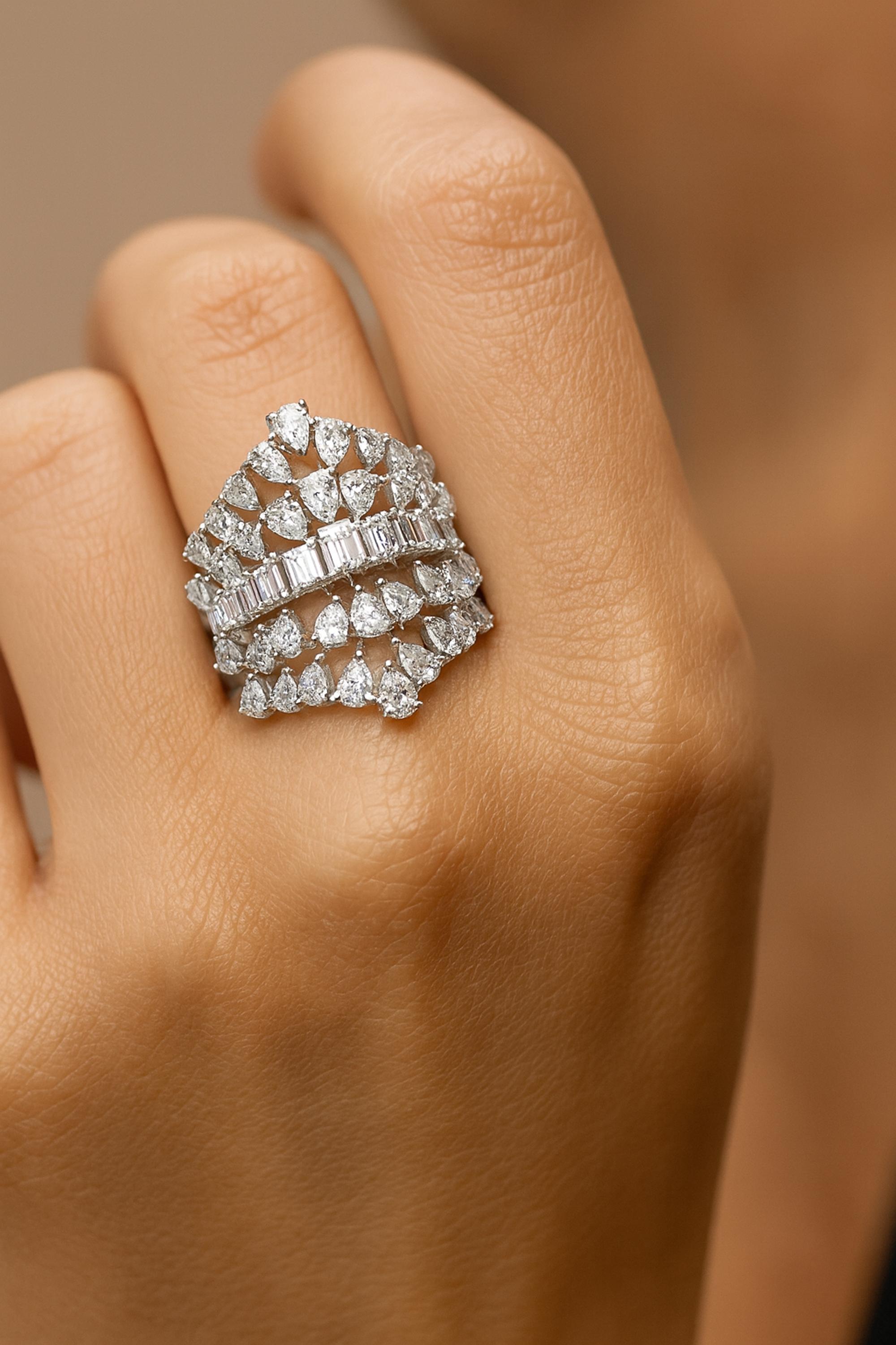 Natürlicher 3,02 Karat SI Reinheit HI Farbe Diamantring 18 Karat Weißgold Schmuck im Angebot 2