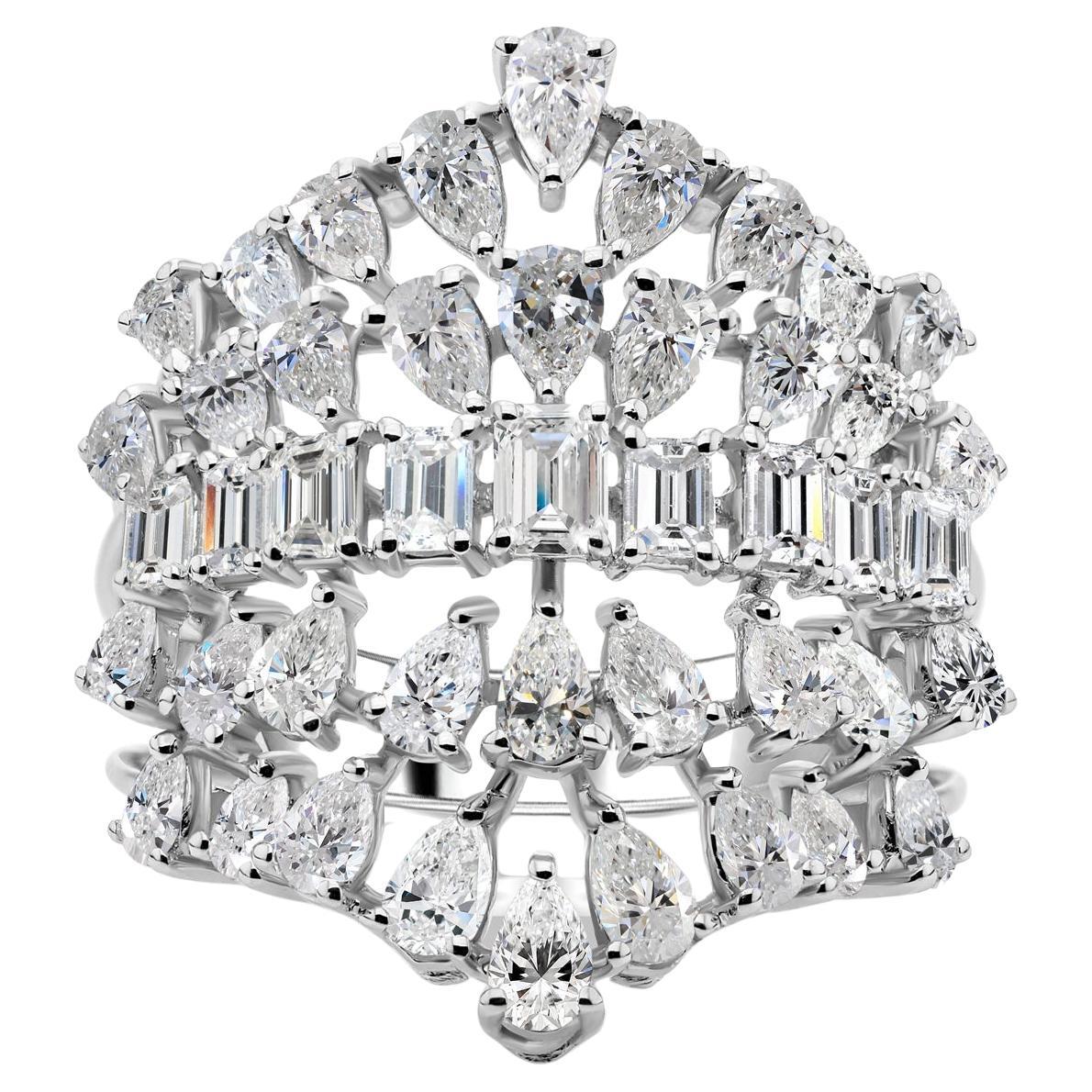 Natürlicher 3,02 Karat SI Reinheit HI Farbe Diamantring 18 Karat Weißgold Schmuck im Angebot