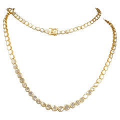 Collana con diamanti naturali non tagliati da 30,20 carati in argento sterling a linea singola da 36 pollici