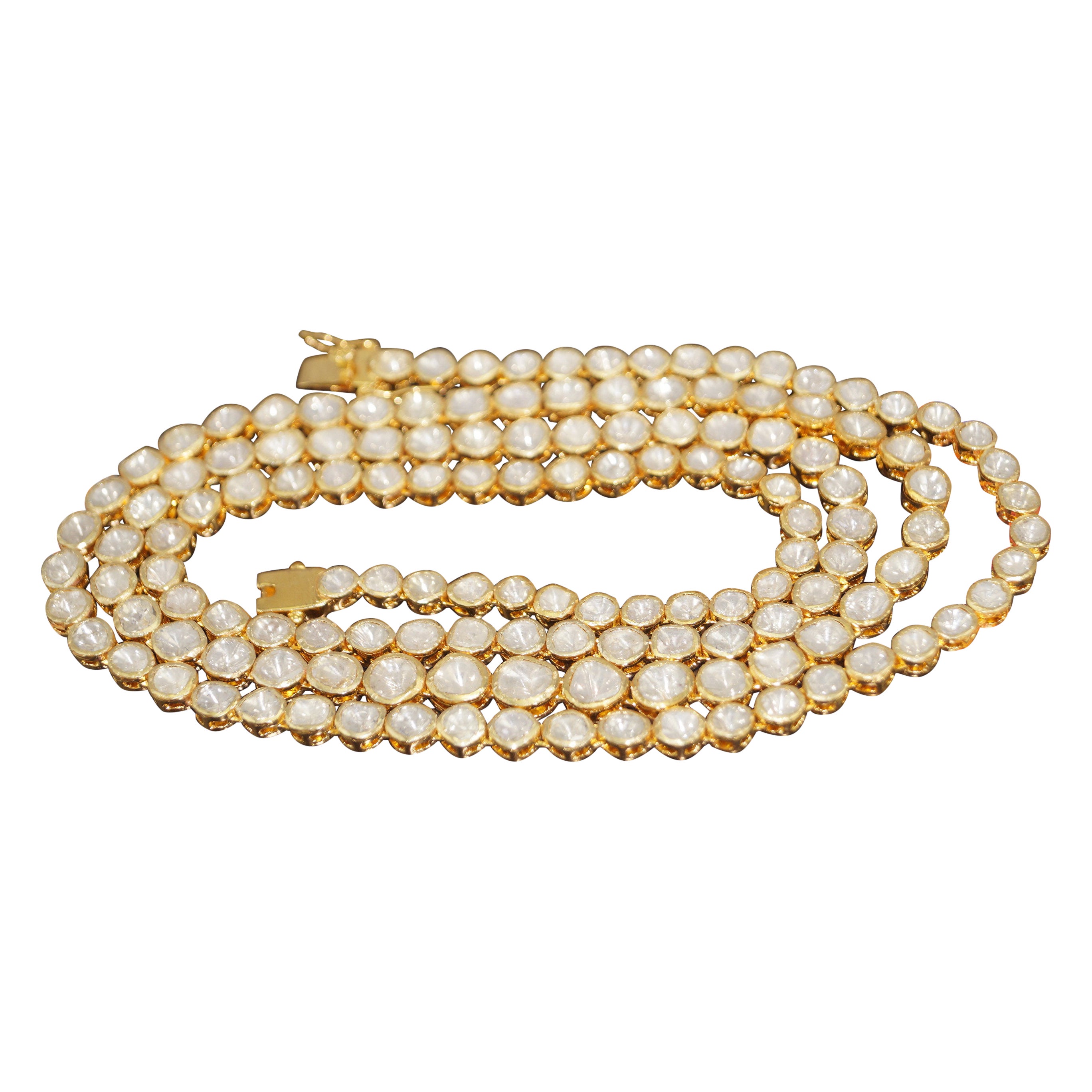 Collana con diamanti naturali non tagliati da 30,20 carati in argento sterling a linea singola da 36 pollici in vendita