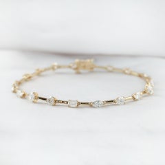 Natürlicher Diamant (3,03 Karat) im gemischten Schliff mit einem Gliederarmband aus 18-karätigem Gelbgold