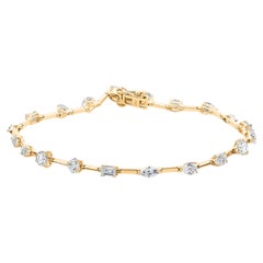 Natürlicher Diamant (3,03 Karat) im gemischten Schliff mit einem Gliederarmband aus 18-karätigem Gelbgold