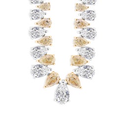 Natural 30.36 Carat SI/H Diamond Necklace 18 Karat Yellow White Gold Jewelry