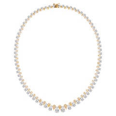 Natural 30.36 Carat SI/H Diamond Necklace 18 Karat Yellow White Gold Jewelry
