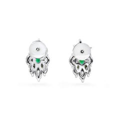 Natural 3.09 Ct. TW Oval-Cut Emerald & Diamond Earrings, 18K White Gold