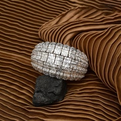 Natural 31 Carat SI/H Diamond Statement Dome Cuff Bracelet 14 Karat White Gold