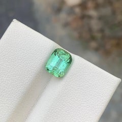 Natural 3.10 Carats Mintgreen Loose Tourmaline Long Cushion Shape Ring Gem