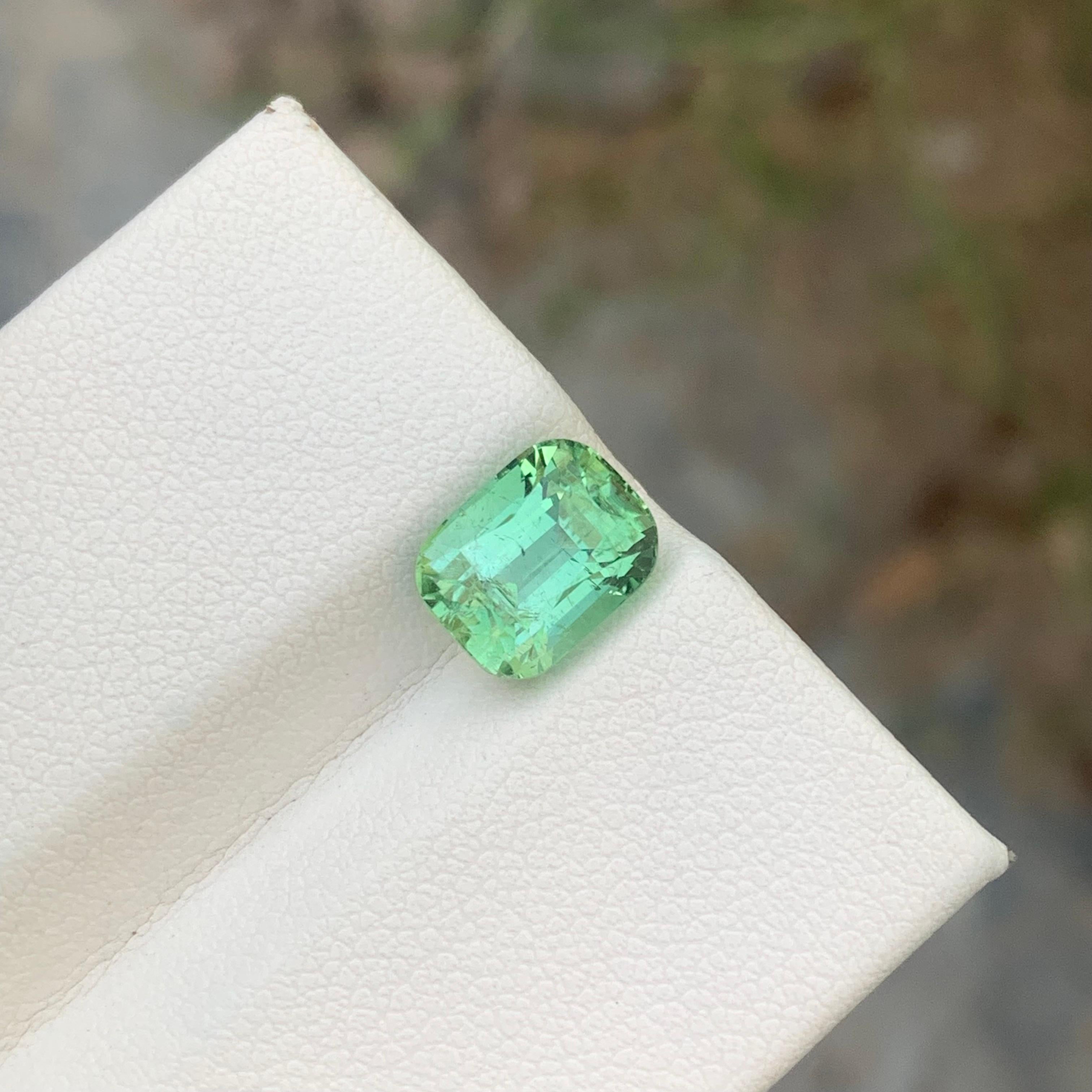 Natural 3.10 Carats Mintgreen Loose Tourmaline Long Cushion Shape Ring Gem In New Condition For Sale In Peshawar, PK