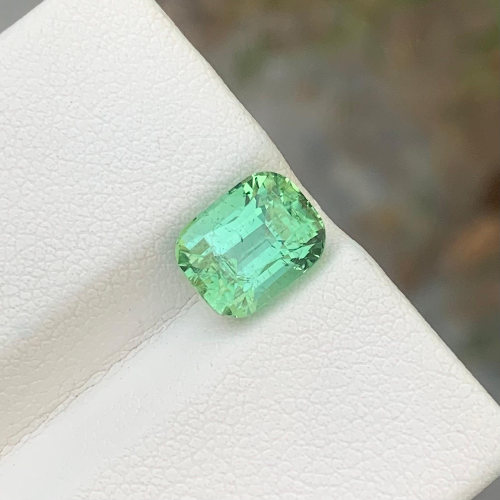 Nature 3,10 carati di tormalina verde menta sciolta a forma di cuscino lungo Gemma dell'anello in vendita 1