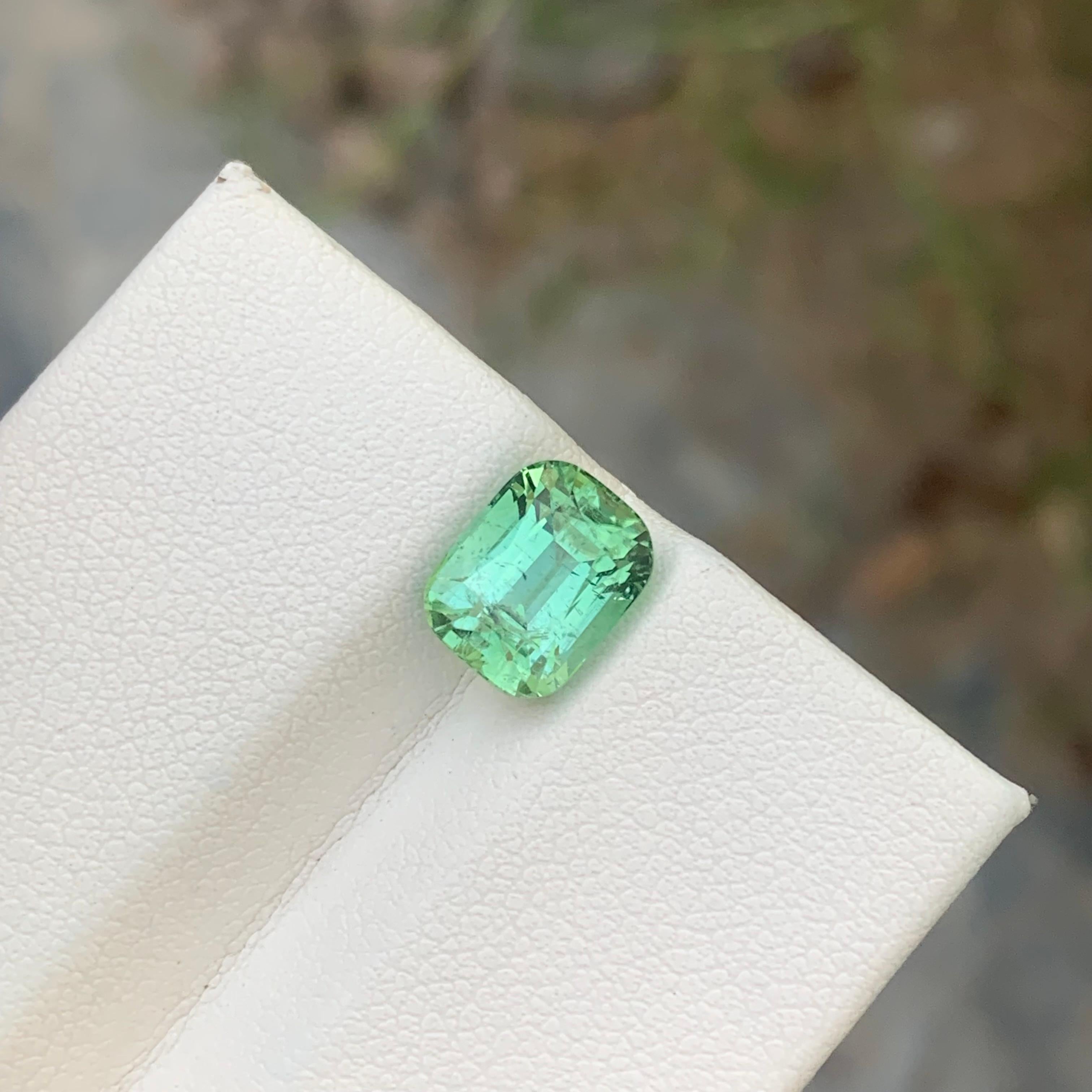 Nature 3,10 carati di tormalina verde menta sciolta a forma di cuscino lungo Gemma dell'anello in vendita 3