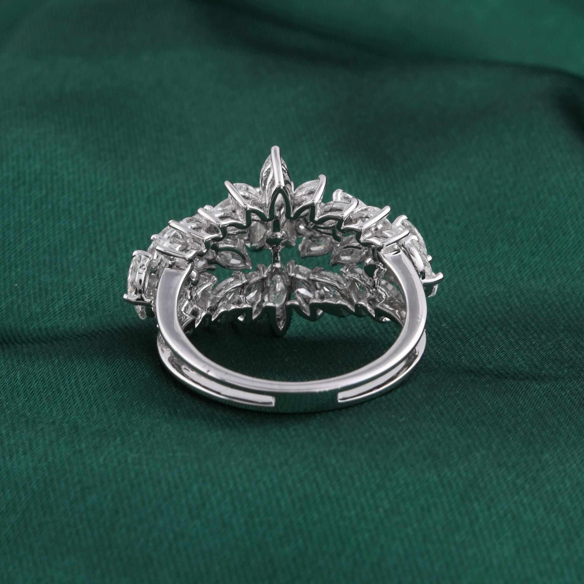 Anillo de cóctel con diamantes naturales de 3,11 quilates, claridad SI y color HI, oro blanco de 18 quilates en Nuevo estado para la venta en Diera, AE