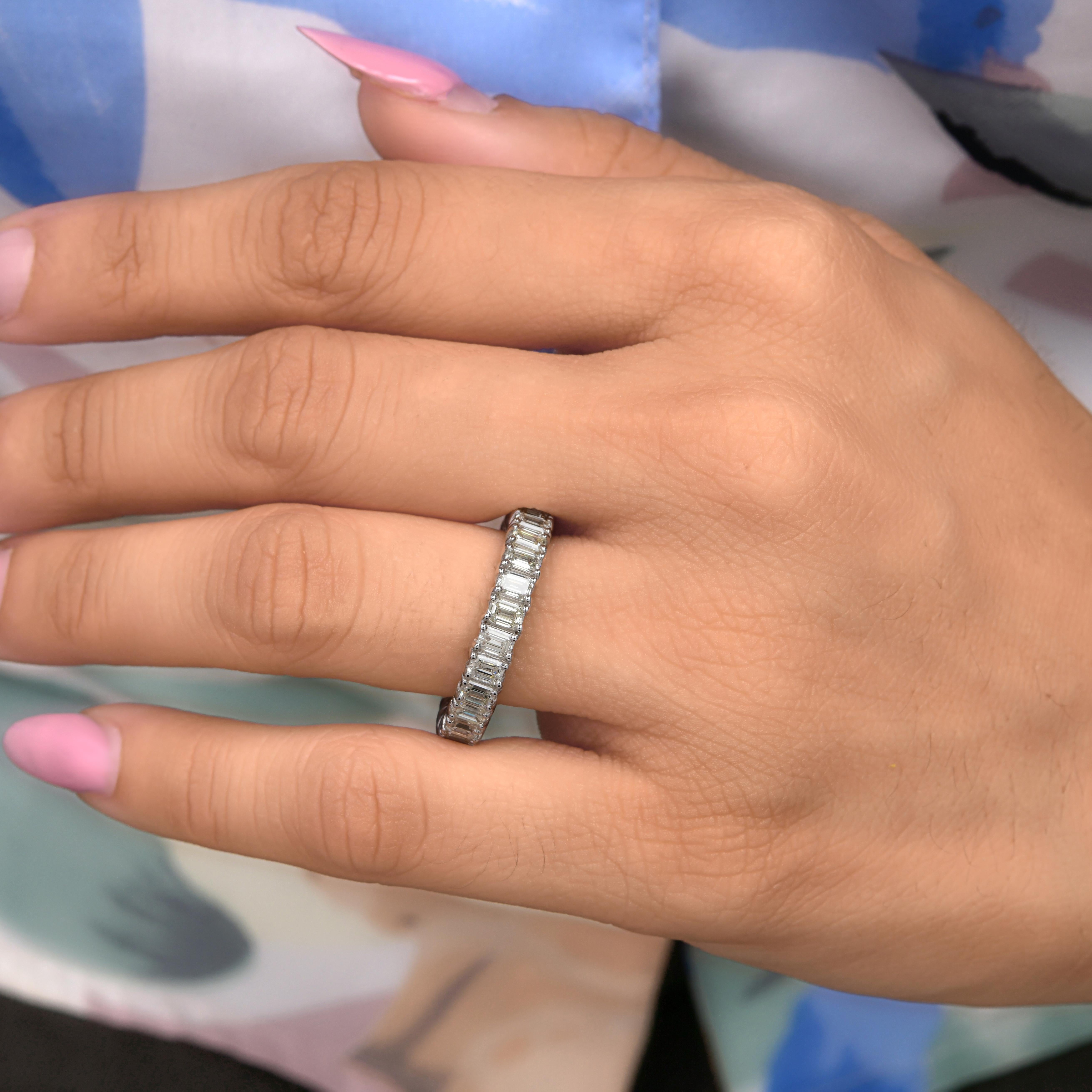 En vente :  Nature 3.11 Carat SI/HI Diamond Engagement Eternity Band Ring 14k White Gold 6