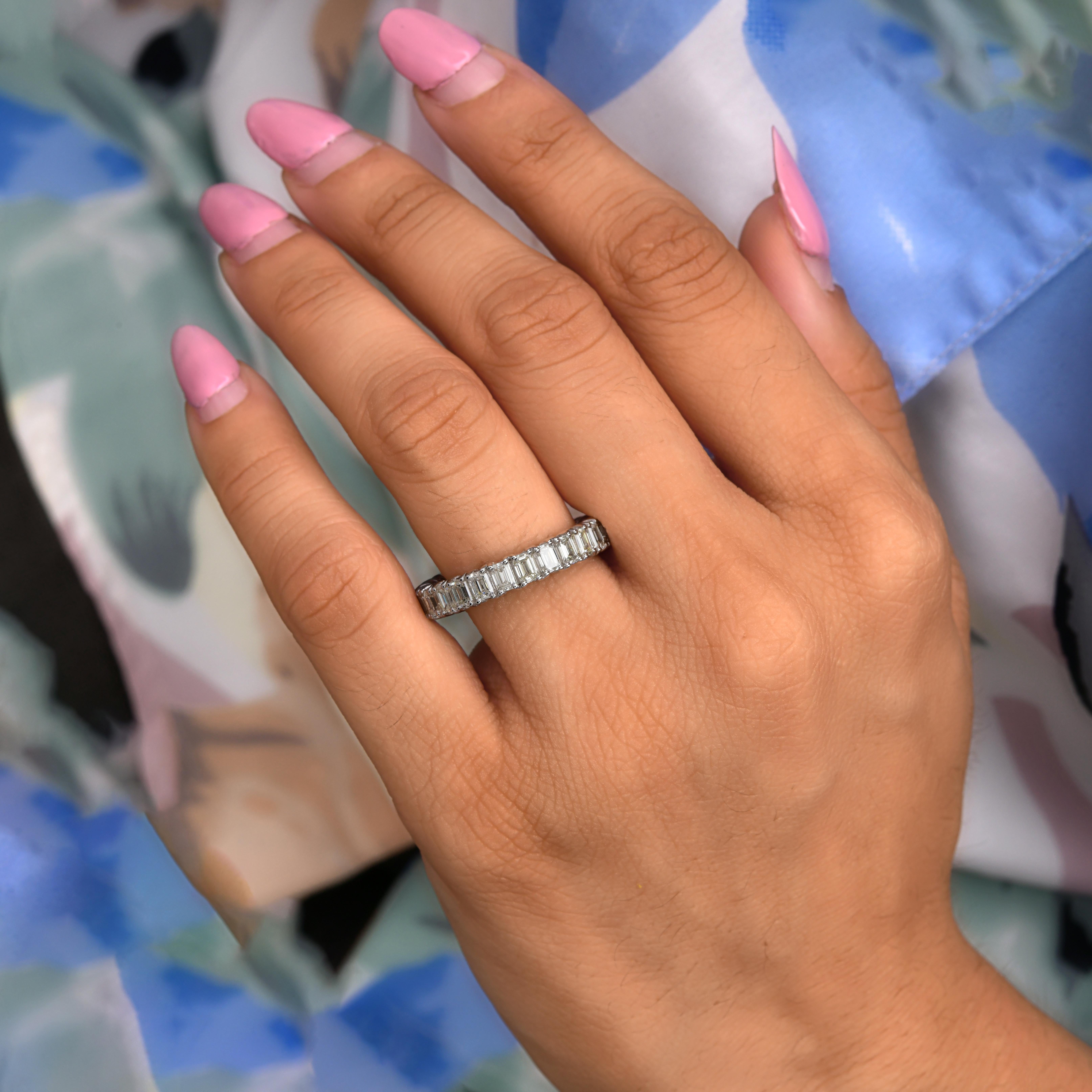 For Sale:  Natural 3.11 Carat SI/HI Diamond Engagement Eternity Band Ring 18k White Gold 2